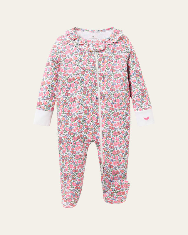 Girl's Fleurs de Rose Pima Cotton Romper, Size 0